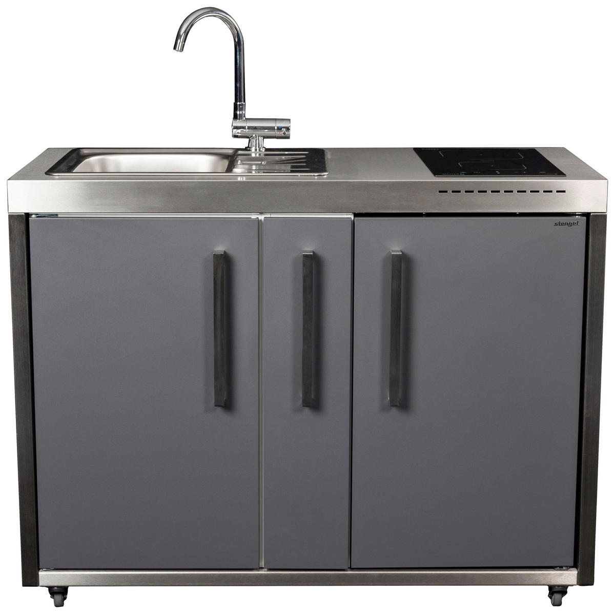 OUTDOORKÜCHE - Schieferfarben/Edelstahlfarben, Basics, Metall (127/98/62cm)