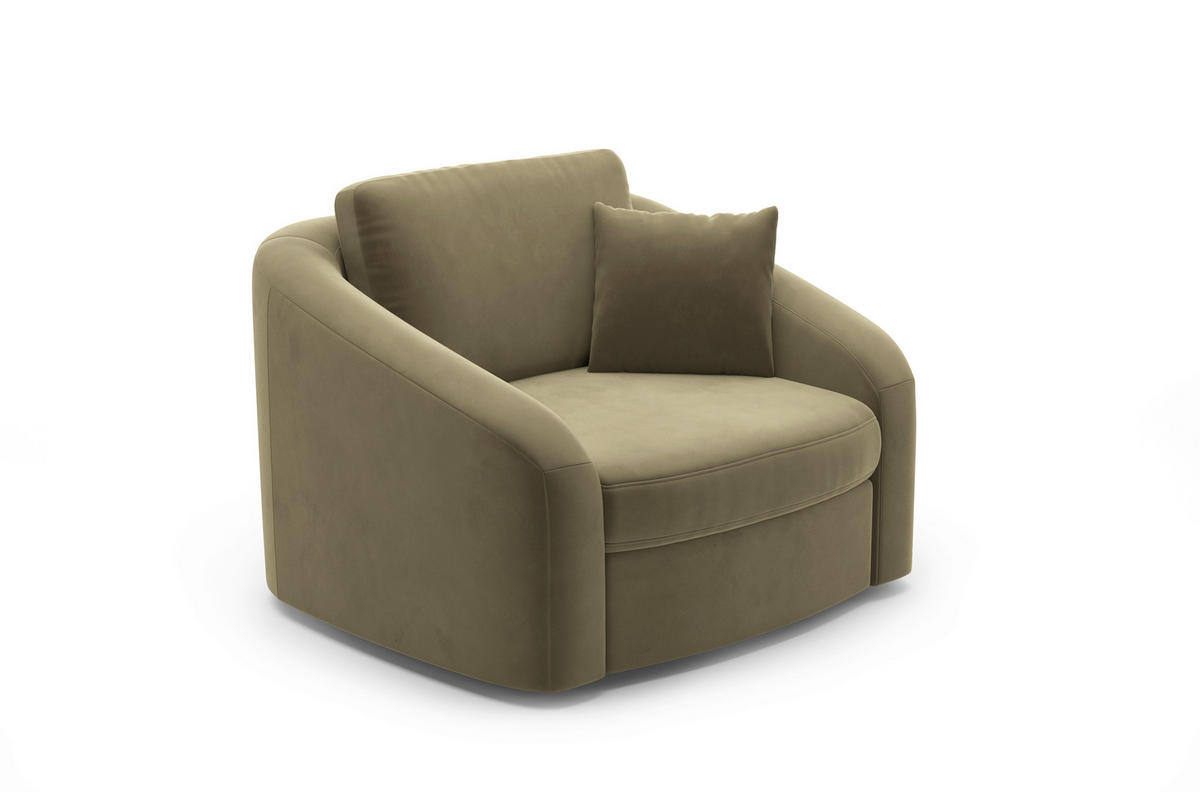 SESSEL in Samt Olivgrün  - Schwarz/Olivgrün, MODERN, Kunststoff/Textil (116/88/104cm) - Sit & More