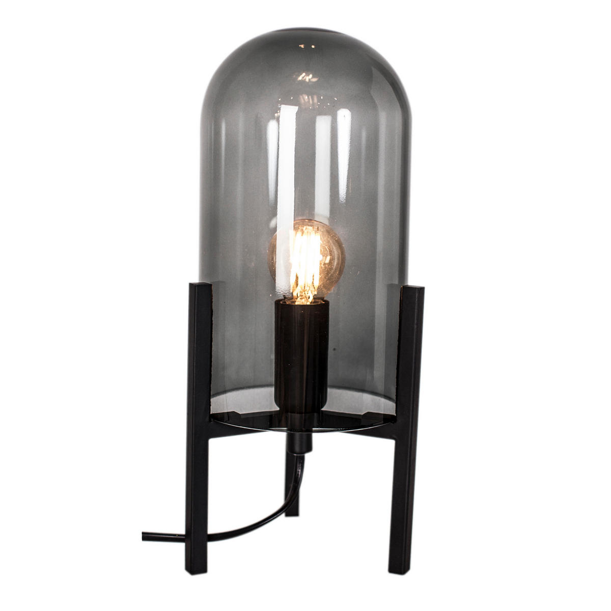TISCHLEUCHTE Smokey 14/30 cm   - Schwarz/Grau, Design, Glas/Metall (14/30cm) - By Rydéns