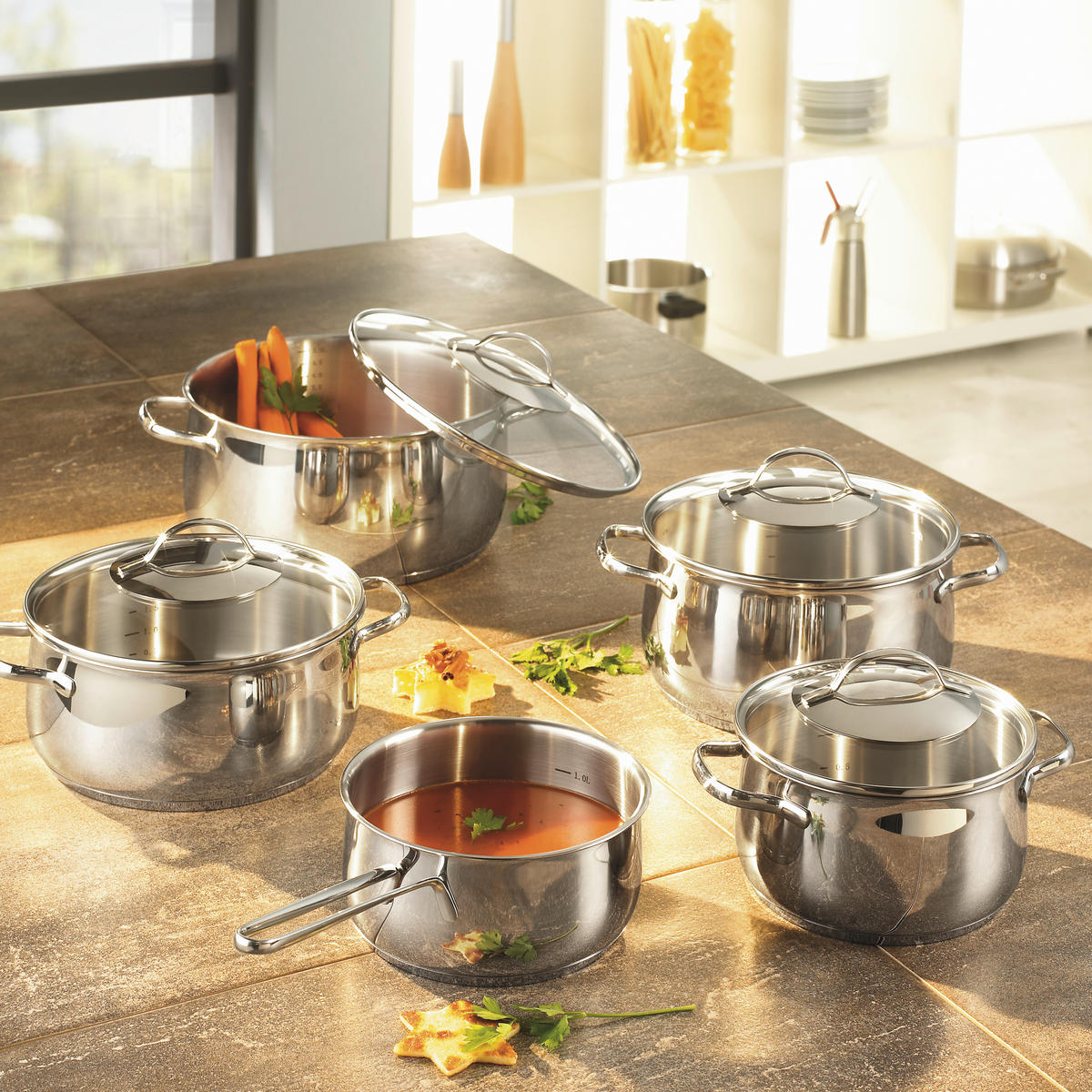 Kochtopfset TORRANO 5-teilig  - Basics, Glas/Metall - Kelomat