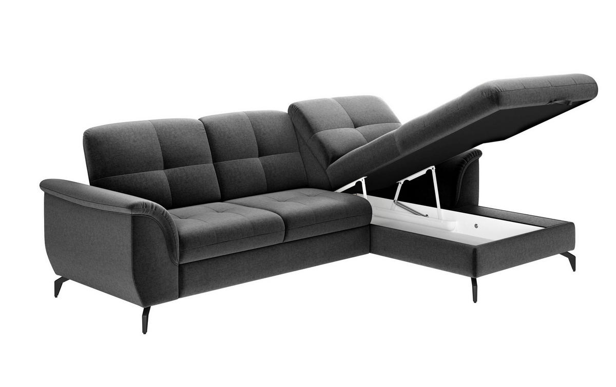 ECKSOFA in Flachgewebe Dunkelgrau  - Dunkelgrau/Schwarz, Modern, Textil/Metall (262/164cm) - Sit & More