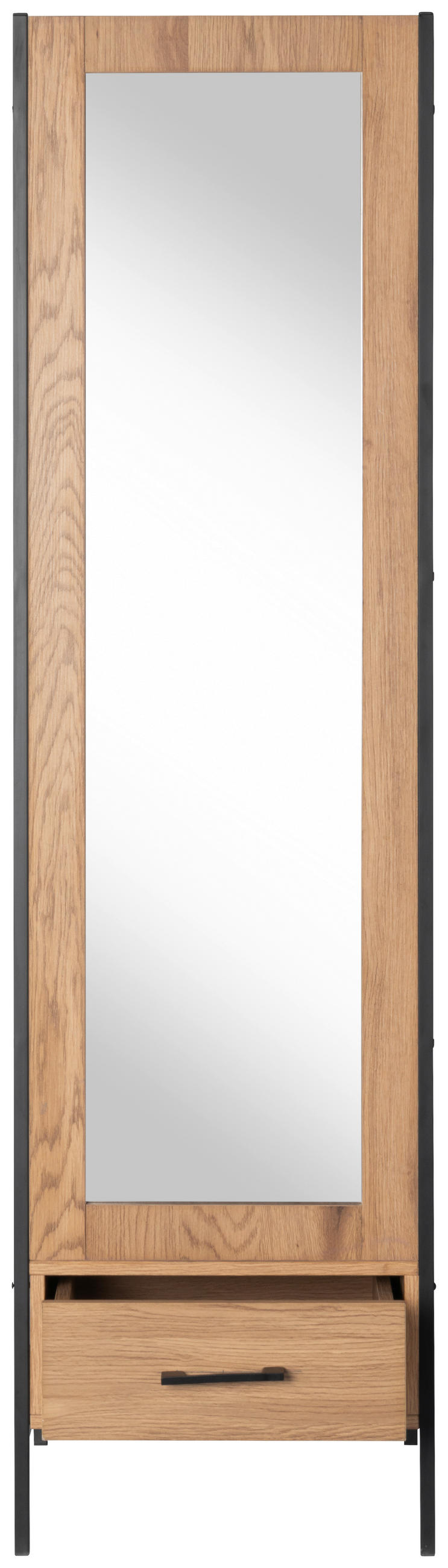 GARDEROBENSCHRANK  in 44,5/165/50 cm  - Schwarz/Naturfarben, Design, Glas/Holzwerkstoff (44,5/165/50cm) - MID.YOU
