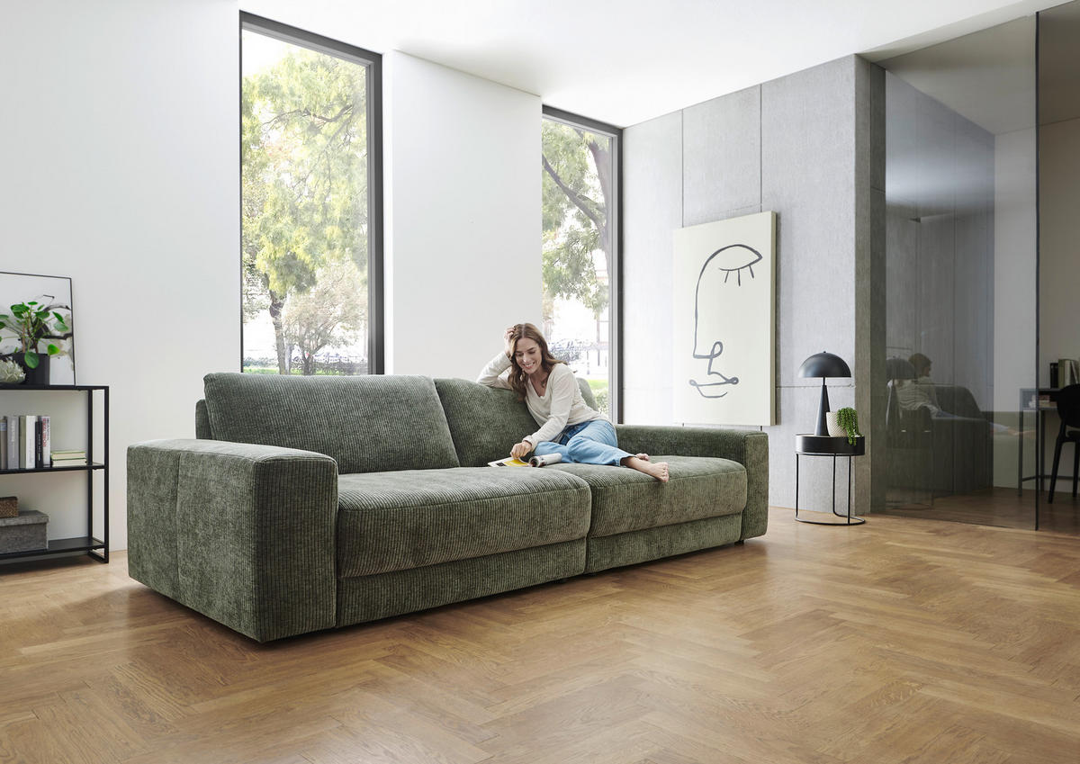 BIGSOFA in Chenille, Jacquard Dunkelgrün  - Dunkelgrün/Schwarz, Design, Kunststoff/Textil (270/83/125cm) - Niels Andersson