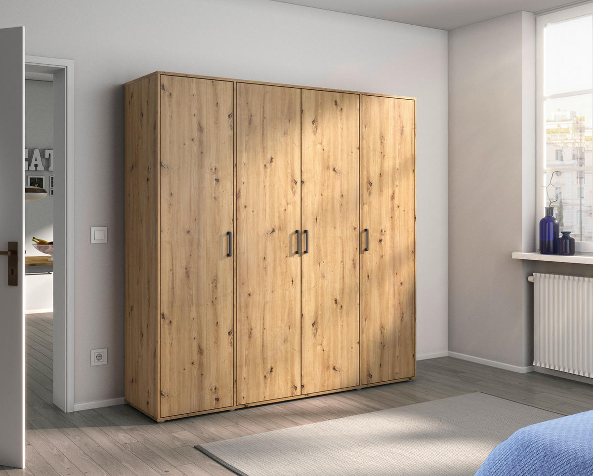 DREHTÜRENSCHRANK in Eiche Artisan  - Eiche Artisan/Grau, Modern, Holzwerkstoff/Kunststoff (187/194/53cm) - Rauch Möbel