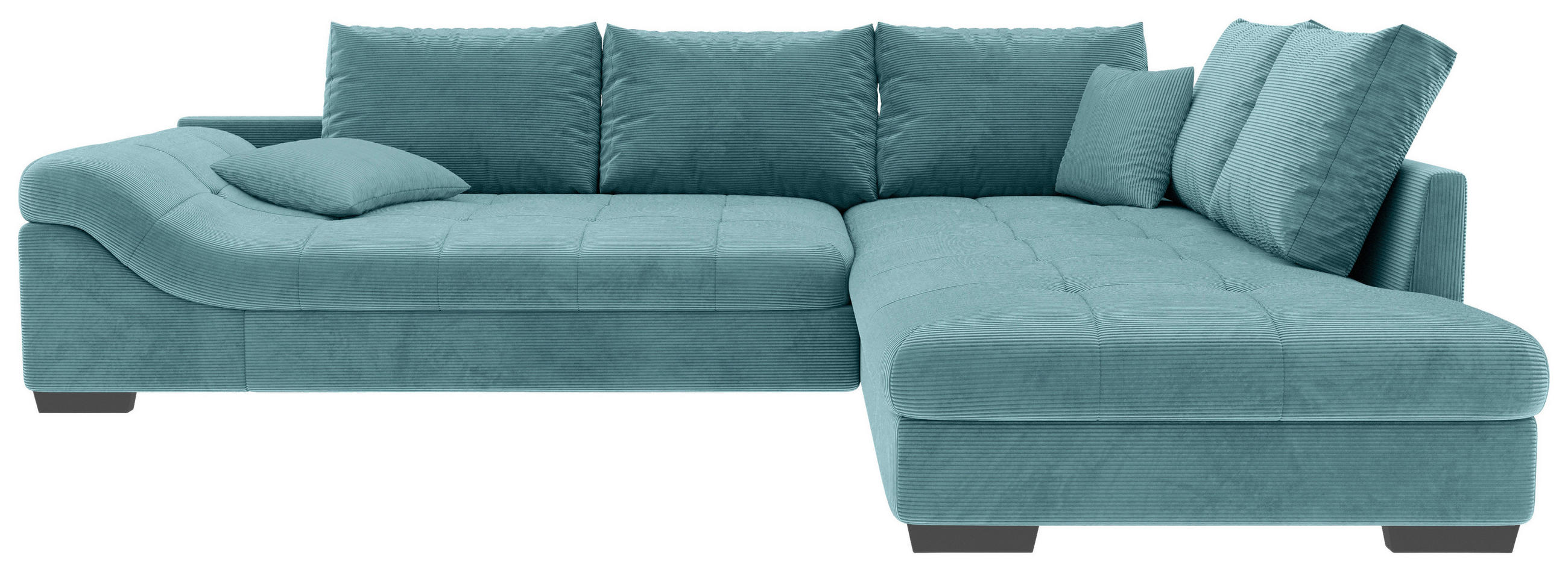 ECKSOFA Türkis Cord Zierkissen, Rückenkissen, Rücken echt  - Türkis/Schwarz, KONVENTIONELL, Holz/Textil (298/202cm) - Carryhome