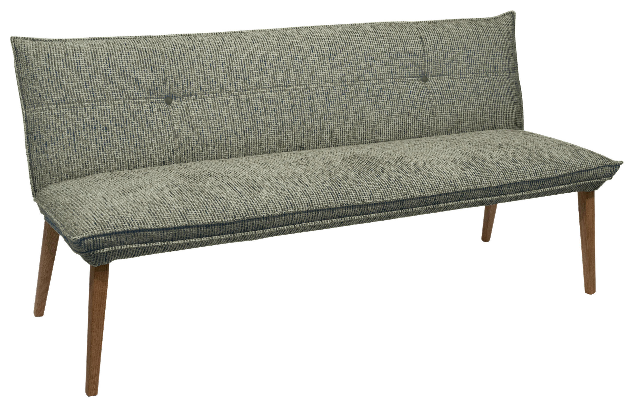 SITZBANK 179/86/65 cm Chenille Grün, Eichefarben Eiche massiv Holz  - Eichefarben/Eschefarben, KONVENTIONELL, Holz/Textil (179/86/65cm) - Valdera