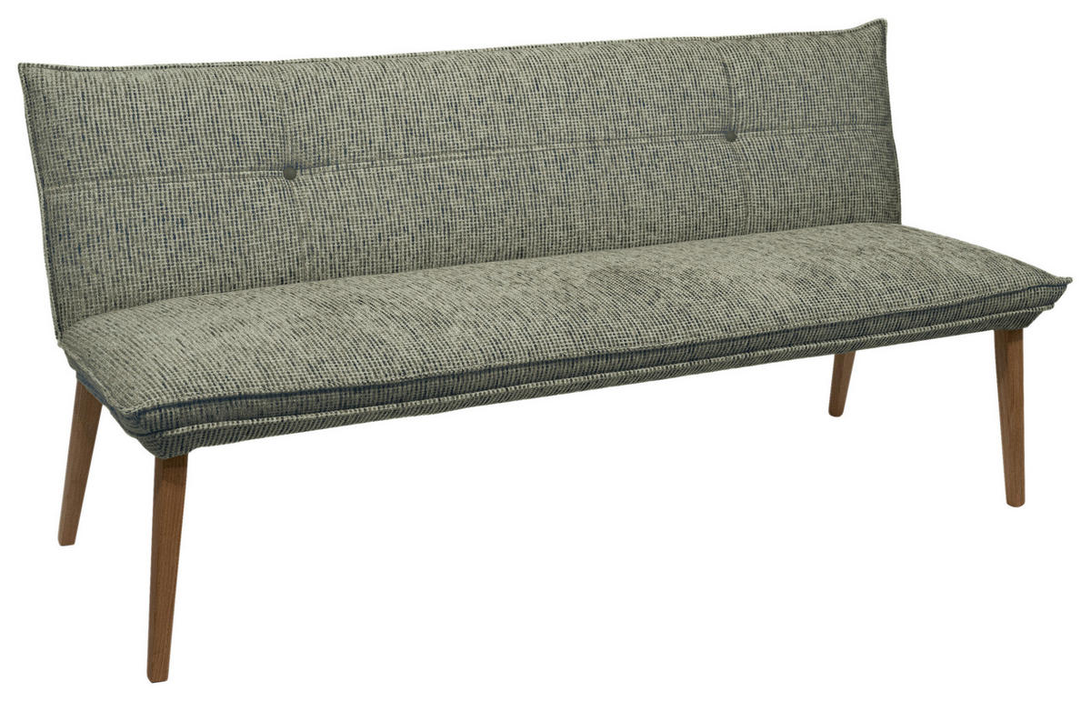 SITZBANK 179/86/65 cm Chenille Grün, Eichefarben Eiche massiv Holz  - Eichefarben/Eschefarben, KONVENTIONELL, Holz/Textil (179/86/65cm) - Valdera