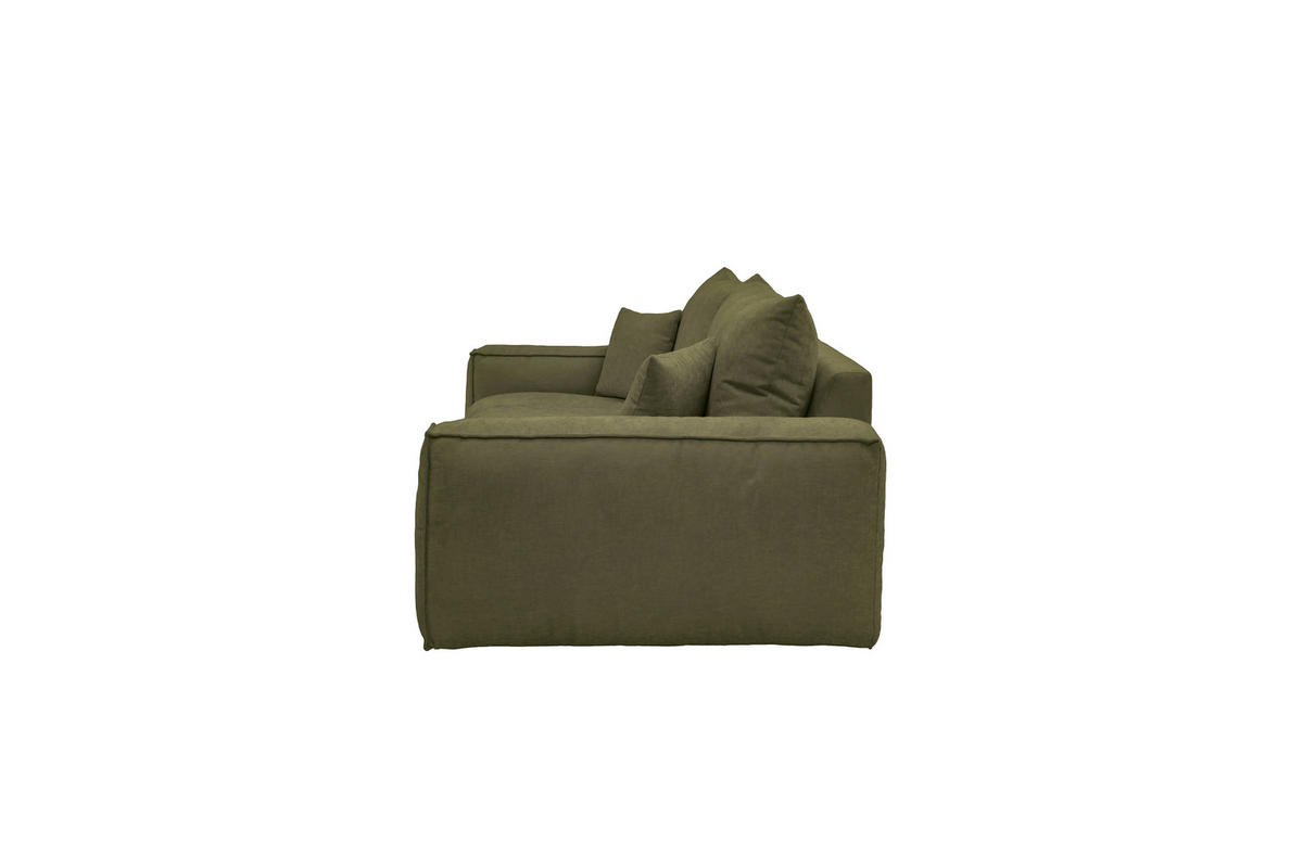BIGSOFA Chenille Olivgrün  - Schwarz/Olivgrün, MODERN, Kunststoff/Textil (255/76/117cm) - Milino