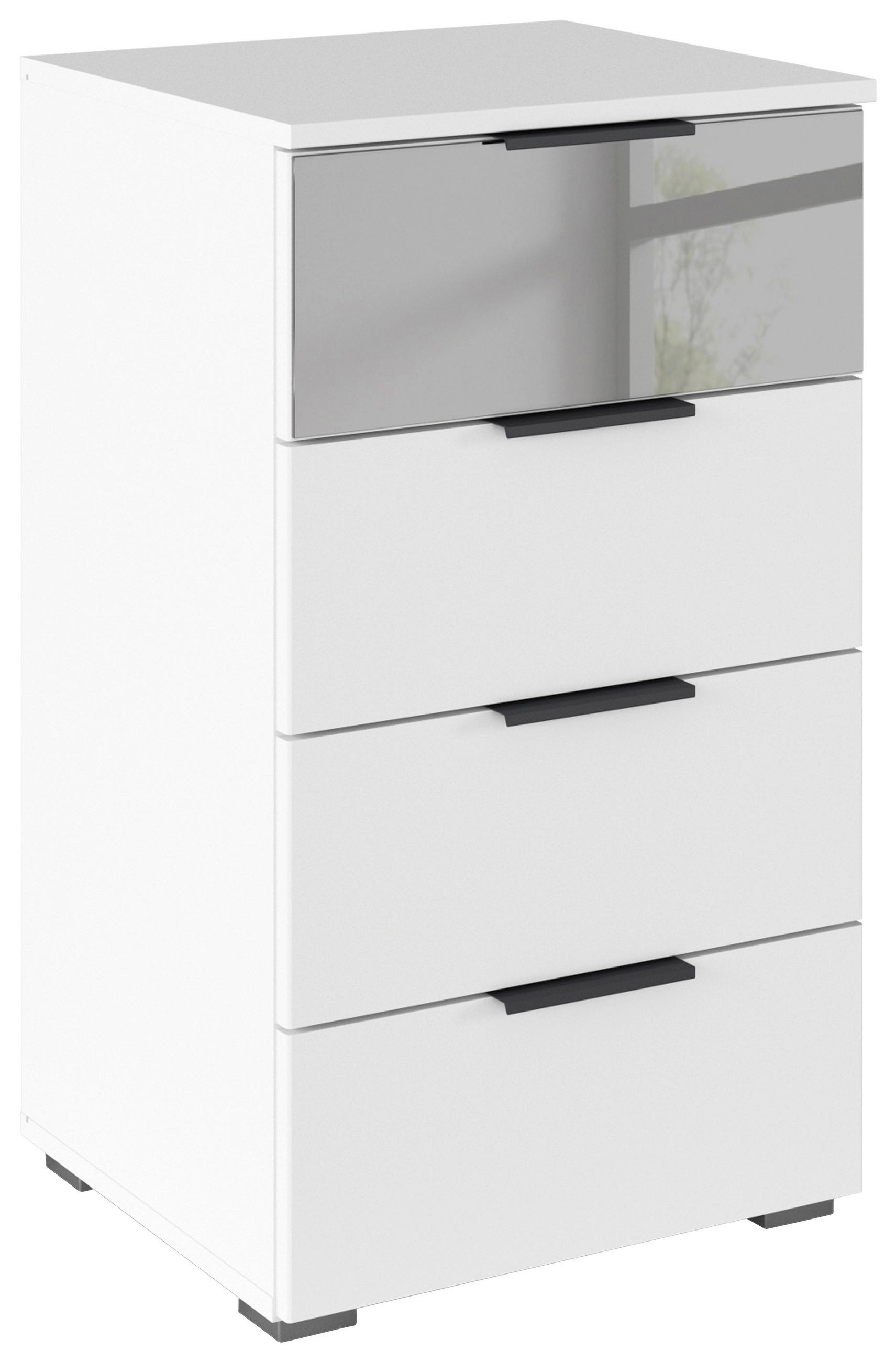KOMMODE  in 47/81/42 cm  - Alufarben/Weiß, MODERN, Glas/Holzwerkstoff (47/81/42cm) - Rauch Möbel