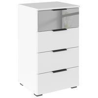 BYRÅ 47/81/42 cm  - vit/aluminiumfärg, Modern, metall/trämaterial (47/81/42cm) - Rauch Möbel