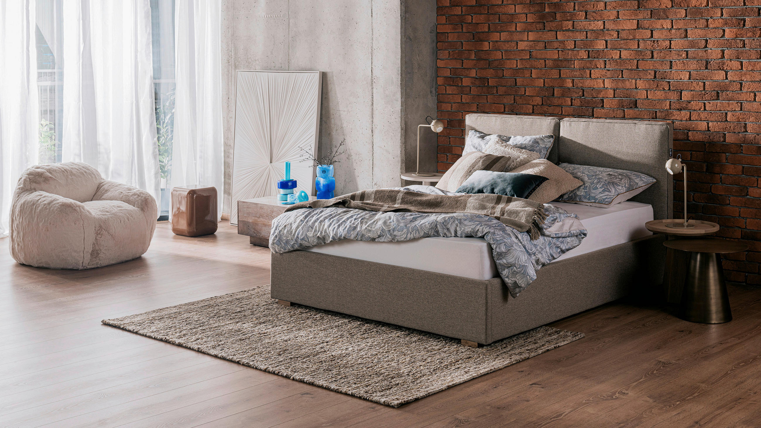 KÁRPITOZOTT ÁGY 160/200 cm   - tölgyfa színű, Basics, faalapú anyag/fa (160/200cm) - Hespo