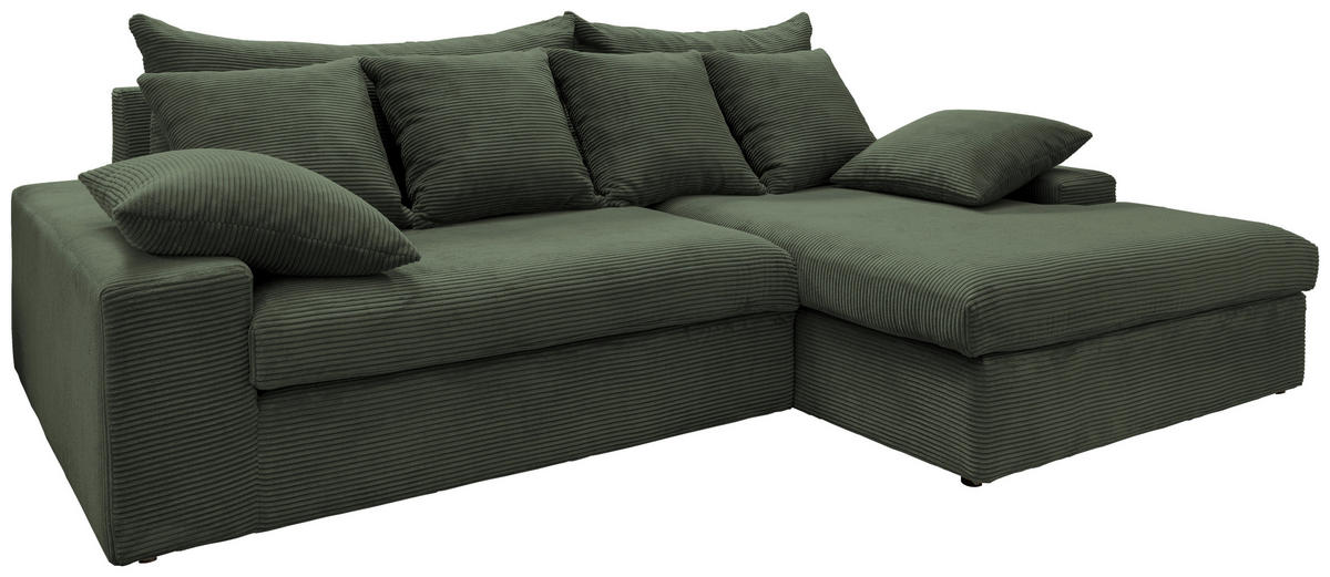ECKSOFA in Cord Grün  - Schwarz/Grün, Modern, Kunststoff/Textil (278/200cm) - Livetastic