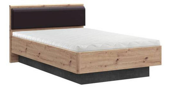 BETT 140/200 cm in Schwarz, Dunkelgrau, Eiche Artisan - Dunkelgrau/Schwarz, Design, Holzwerkstoff/Textil (140/200cm) - Carryhome