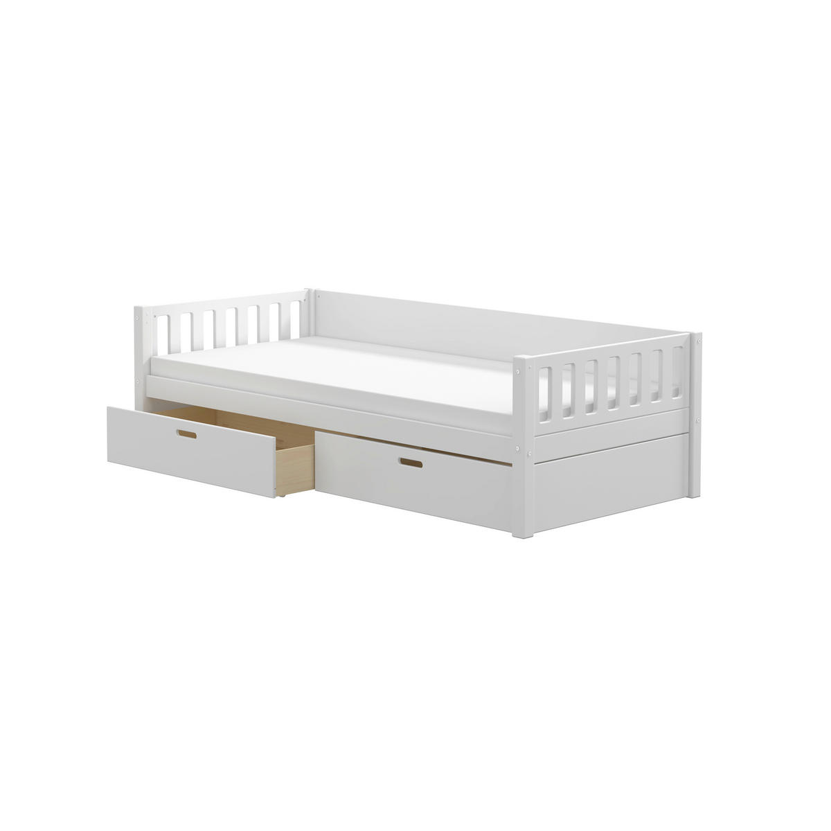 BETT 90/200 cm,  in Weiß, Rollrost, Bettschubladen  - Weiß, MODERN, Holz (90/200cm) - Chameo