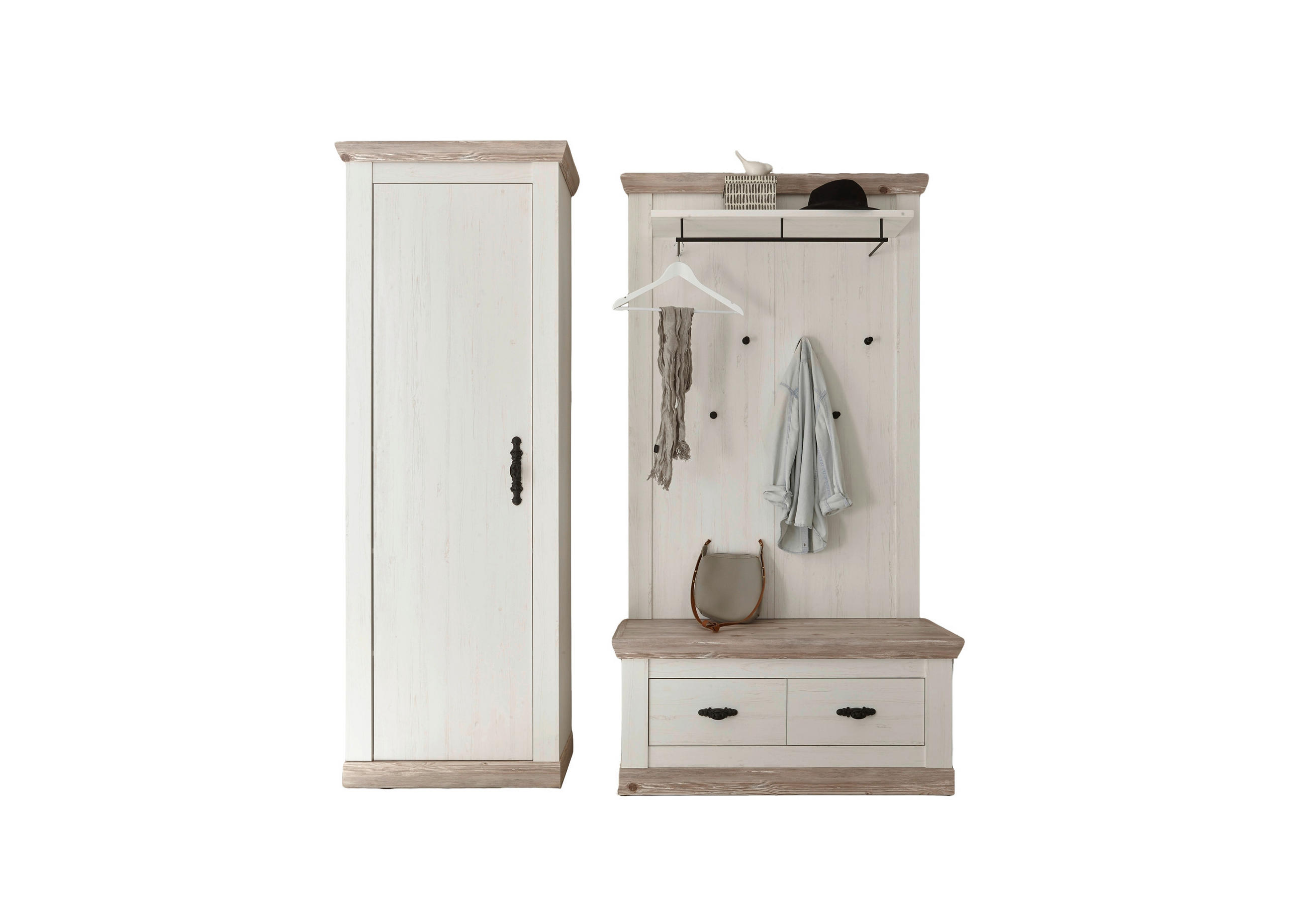 Mid.you Garderobe Pinien, Hellbraun 190x201x45 cm