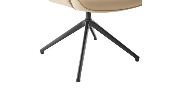 ARMLEHNSTUHL  Sitzfläche 360° drehbar, Wippfunktion, automatische Rückholfunktion  Echtleder  Beige  - Beige/Schwarz, Design, Leder/Metall (65/89/64cm) - Novel