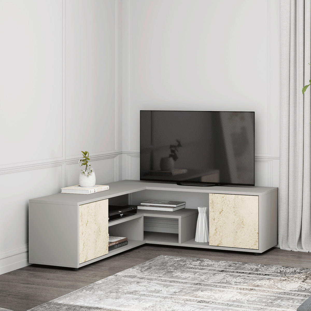 TV-BÄNK 125/40/120 cm  - beige/grå, Design, metall/trämaterial (125/40/120cm) - Livetastic