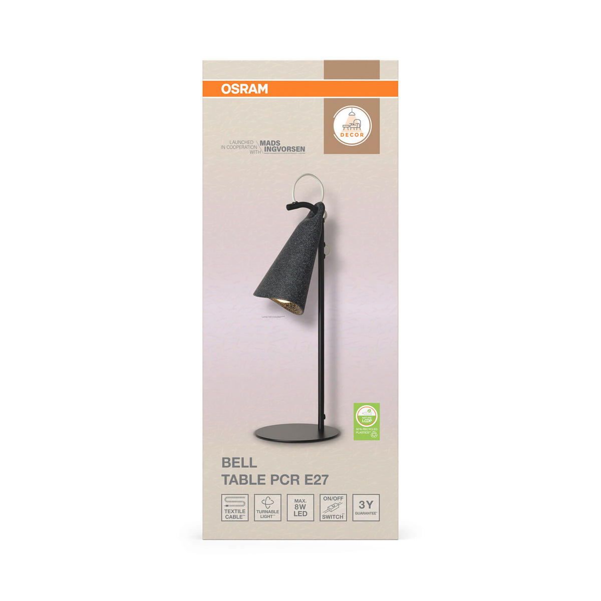 TISCHLEUCHTE 18/23/50 cm   - Schwarz, Basics, Kunststoff/Metall (18/23/50cm) - Osram