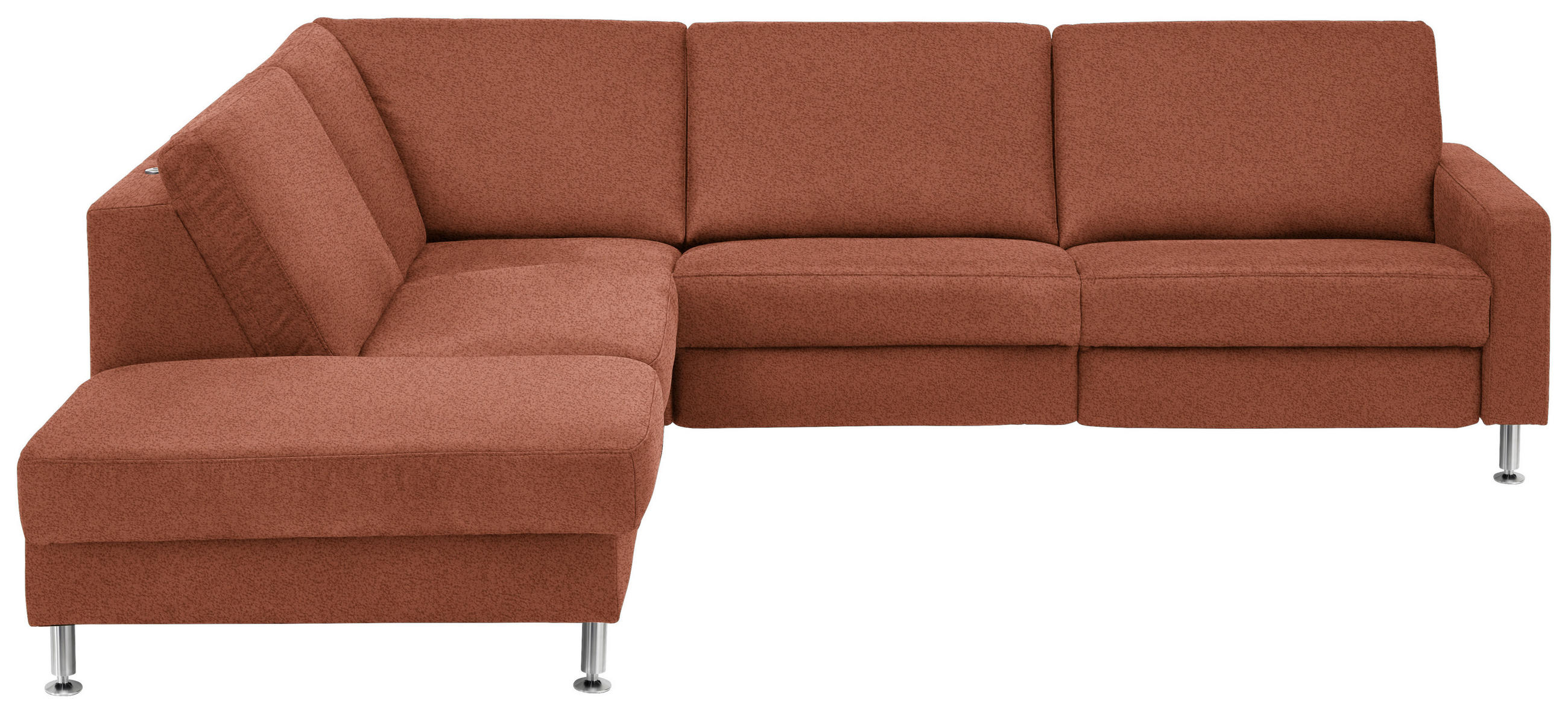 ECKSOFA in Mikrofaser Rotbraun  242/275 cm  - Rotbraun/Alufarben, Design, Textil/Metall (242/275cm) - Dieter Knoll
