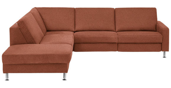 ECKSOFA  in Mikrofaser Rotbraun  242/275 cm  - Rotbraun/Alufarben, Design, Textil/Metall (242/275cm) - Dieter Knoll