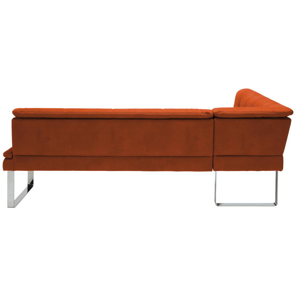 Thumbnail - Novel Eckbank, Orange, Chrom, Metall, Textil, Uni, 4-Sitzer, L-Form, 213x174 cm, Fußauswahl, Lederauswahl, Stoffauswahl,...