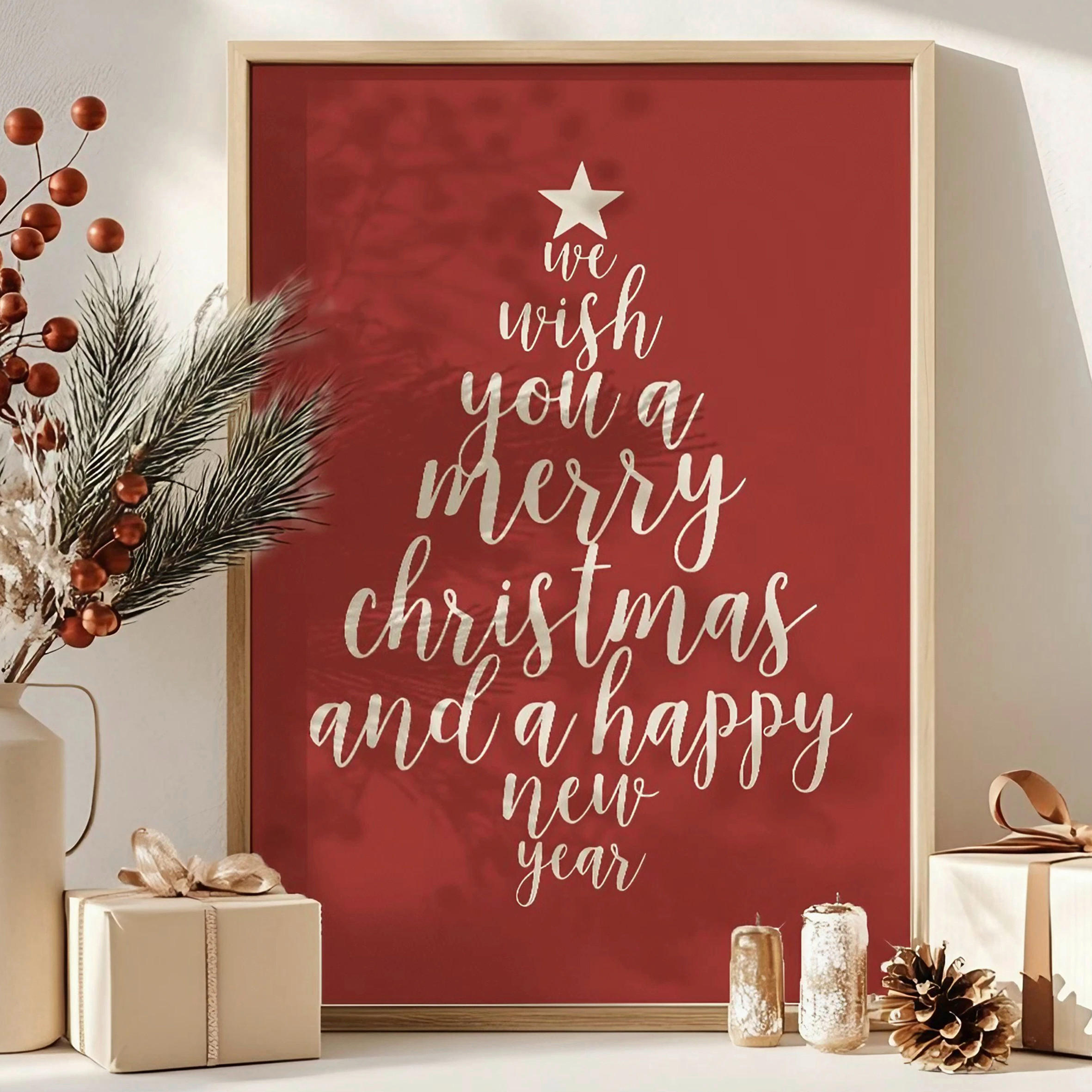 LEINWANDBILD Text 33/48/2 cm  - Rot/Weiß, Basics, Holzwerkstoff (33/48/2cm) - X-Mas