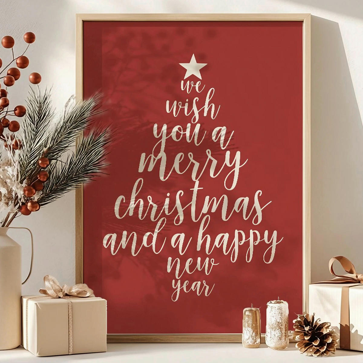 LEINWANDBILD Text 33/48/2 cm  - Rot/Weiß, Basics, Holzwerkstoff (33/48/2cm) - X-Mas