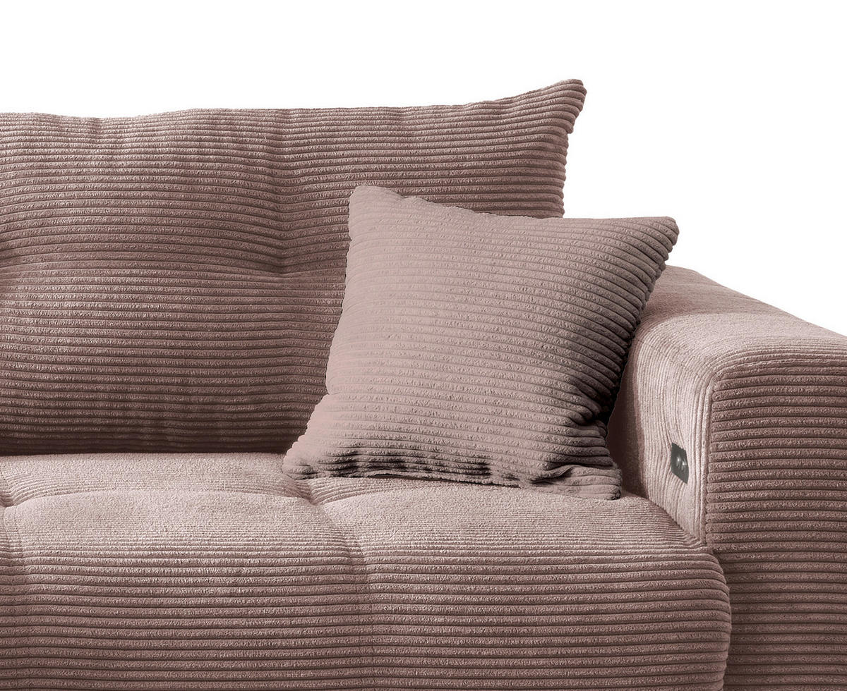 ECKSOFA in Cord Rosa  - Schwarz/Rosa, Modern, Holz/Textil (177/246cm) - MID.YOU