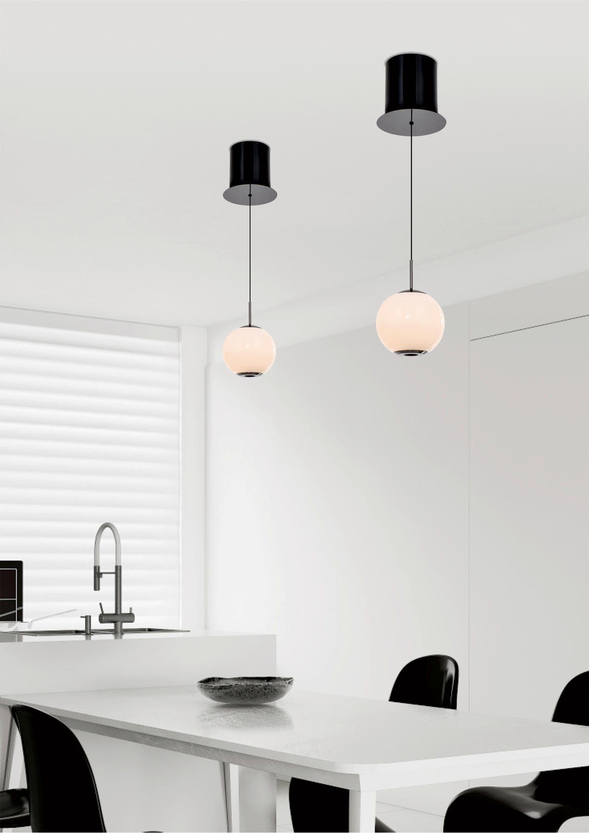 LED-HÄNGELEUCHTE Luberon 12/150/12 cm  - Schwarzchrom, Design, Glas/Kunststoff (12/150/12cm)