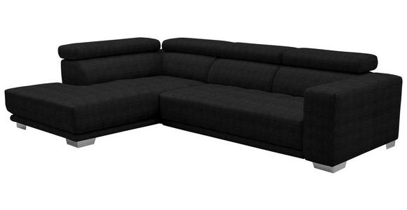 ECKSOFA in Mikrofaser Graphitfarben  - Chromfarben/Graphitfarben, Design, Textil/Metall (207/301cm) - Xora