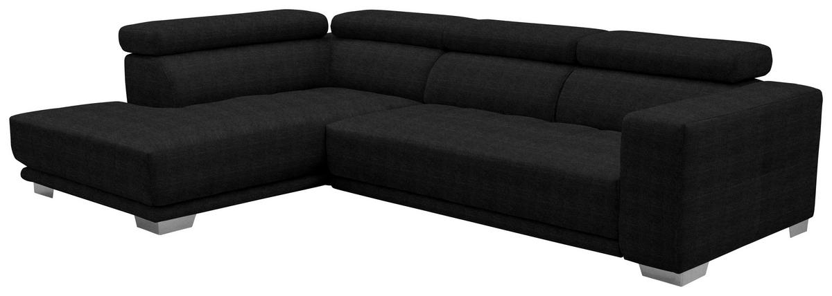 ECKSOFA in Mikrofaser Graphitfarben  - Chromfarben/Graphitfarben, Design, Textil/Metall (207/301cm) - Xora