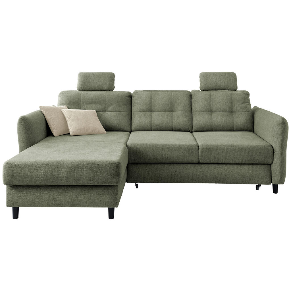 Thumbnail - Livetastic Ecksofa, Dunkelgrün, Textil, Buche, Uni, 4-Sitzer, Füllung: Schaumstoff, Ottomane links, Eckteil, L-Form, 250...