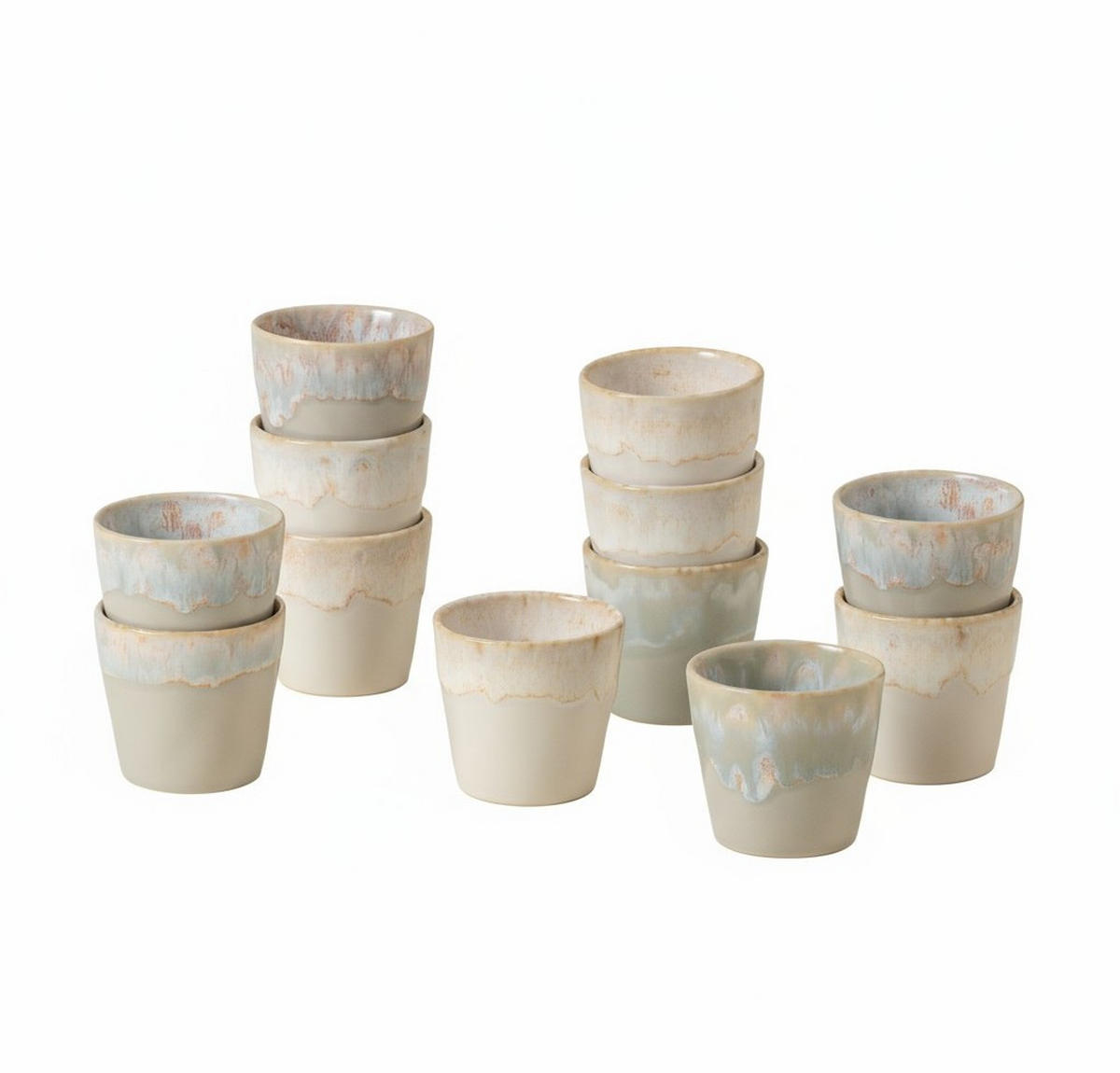 ESPRESSOTASSENSET 80ML GRESPRESSO 12-teilig  - Weiß Hochglanz/Hellgrau, Basics, Keramik - Costa Nova