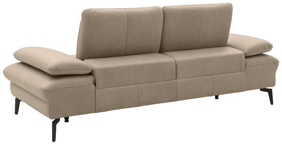 2,5-SITZER in Leder Beige - Beige/Schwarz, Design, Leder/Metall (212/86/94cm) - Dieter Knoll