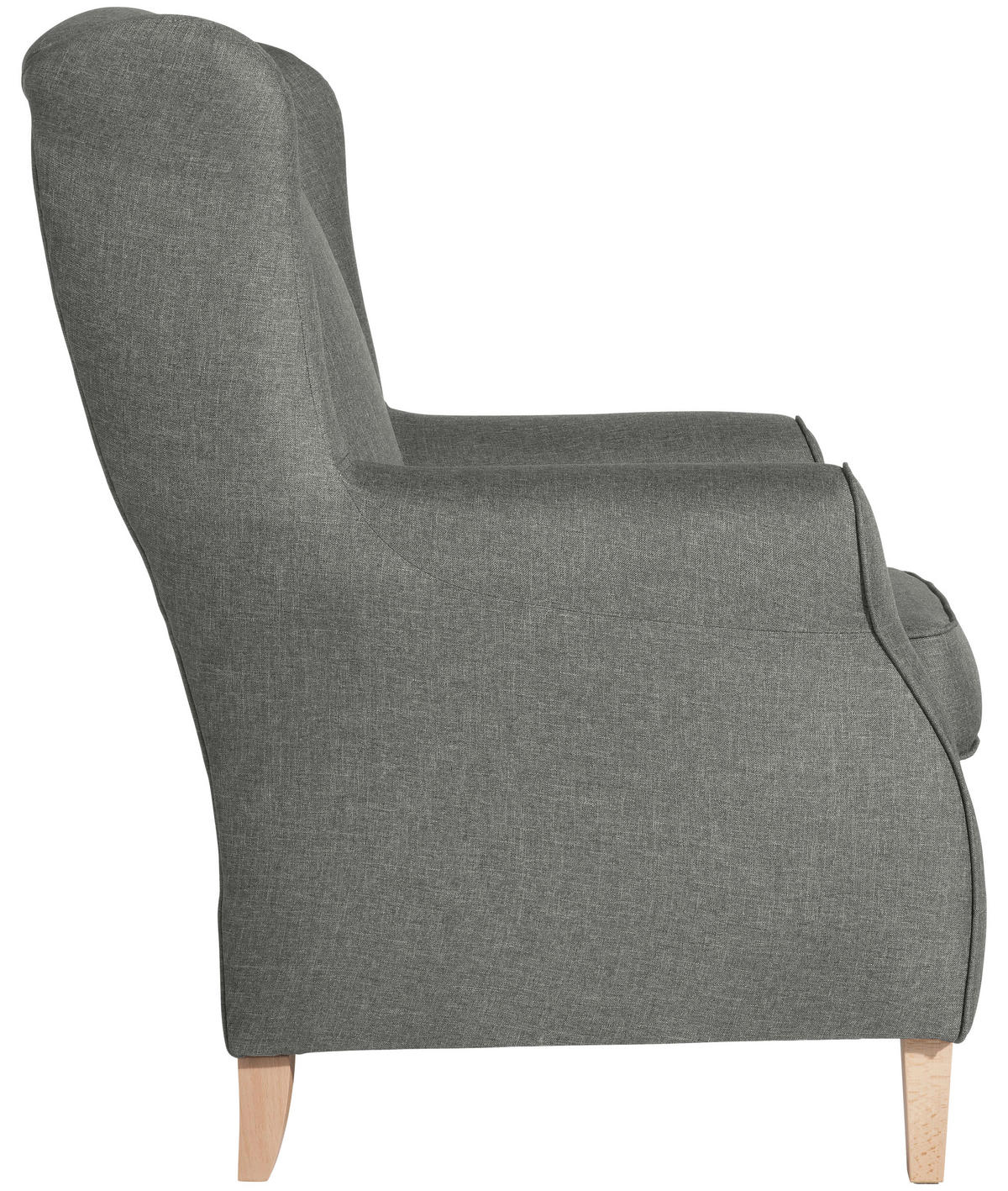 OHRENSESSEL in Flachgewebe Hellgrau  - Buchefarben/Hellgrau, Design, Holz/Textil (77/103/86cm) - Max Winzer