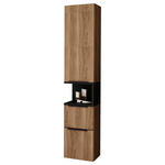 HOCHSCHRANK 30/160/30 cm  - Eichefarben/Schwarz, Design, Glas/Holzwerkstoff (30/160/30cm) - Novel