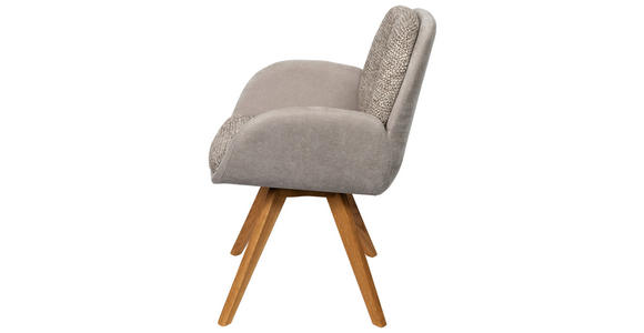 ARMLEHNSTUHL  in Webstoff  - Greige/Eichefarben, Design, Holz/Textil (59/90/64cm) - Linea Natura