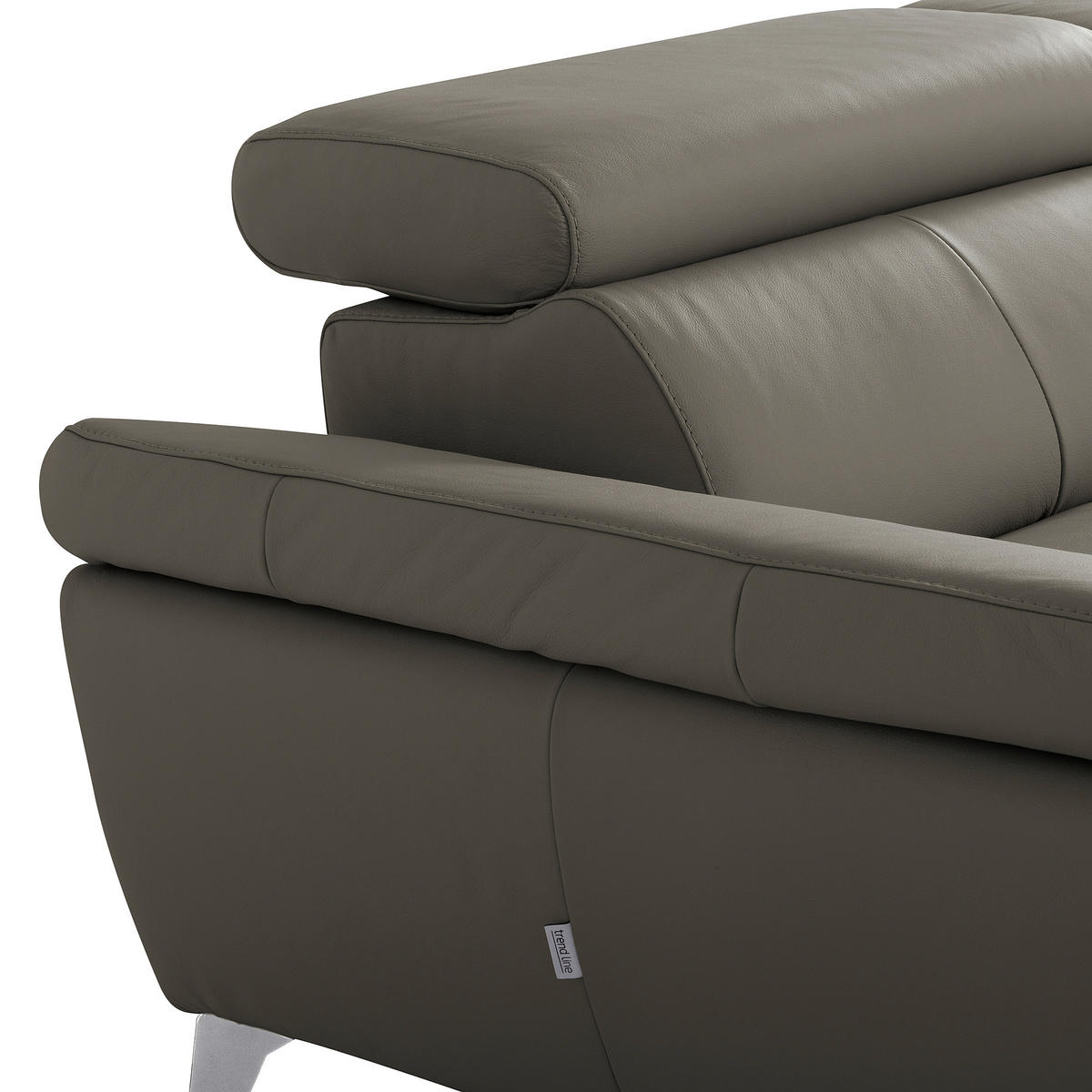 ECKSOFA  in Lederlook Echtleder Schlammfarben Rücken echt, Armteilverstellung, Relaxfunktion, Kopfteilverstellung  179/252 cm  - Chromfarben/Schlammfarben, Design, Leder/Textil (179/252cm) - Livetastic