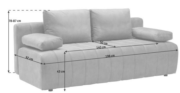 SCHLAFSOFA in Flachgewebe Naturfarben  - Schwarz/Naturfarben, MODERN, Kunststoff/Textil (194/78-87/92cm) - Xora