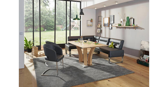 ECKBANK 171/236 cm in Graphitfarben, Edelstahlfarben - Edelstahlfarben/Dunkelgrau, Design, Leder/Metall (171/236cm) - Dieter Knoll