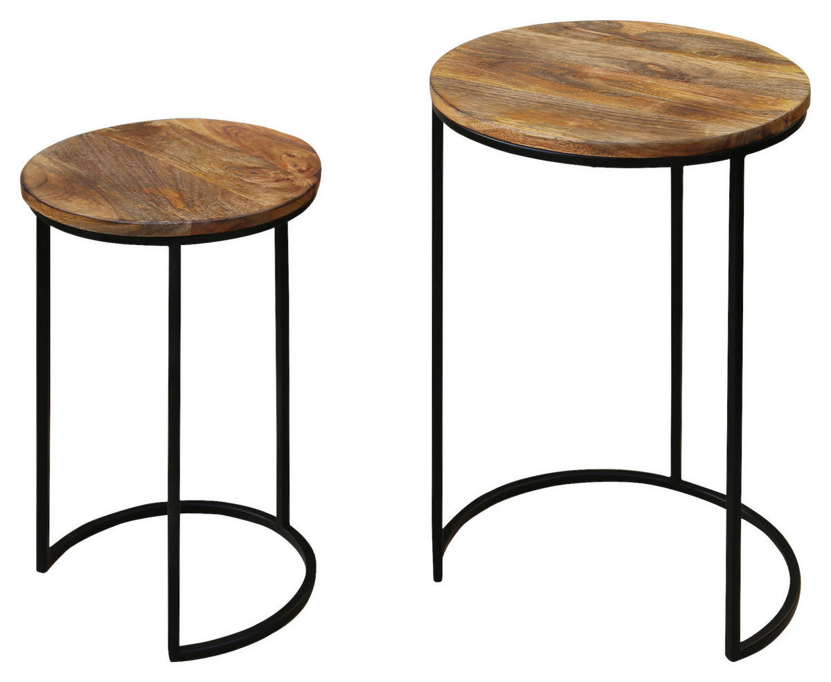 SATZTISCH in Holz, Metall 40/30x60/50 cm  - Schwarz/Naturfarben, MODERN, Holz/Metall (40/30x60/50cm) - MID.YOU