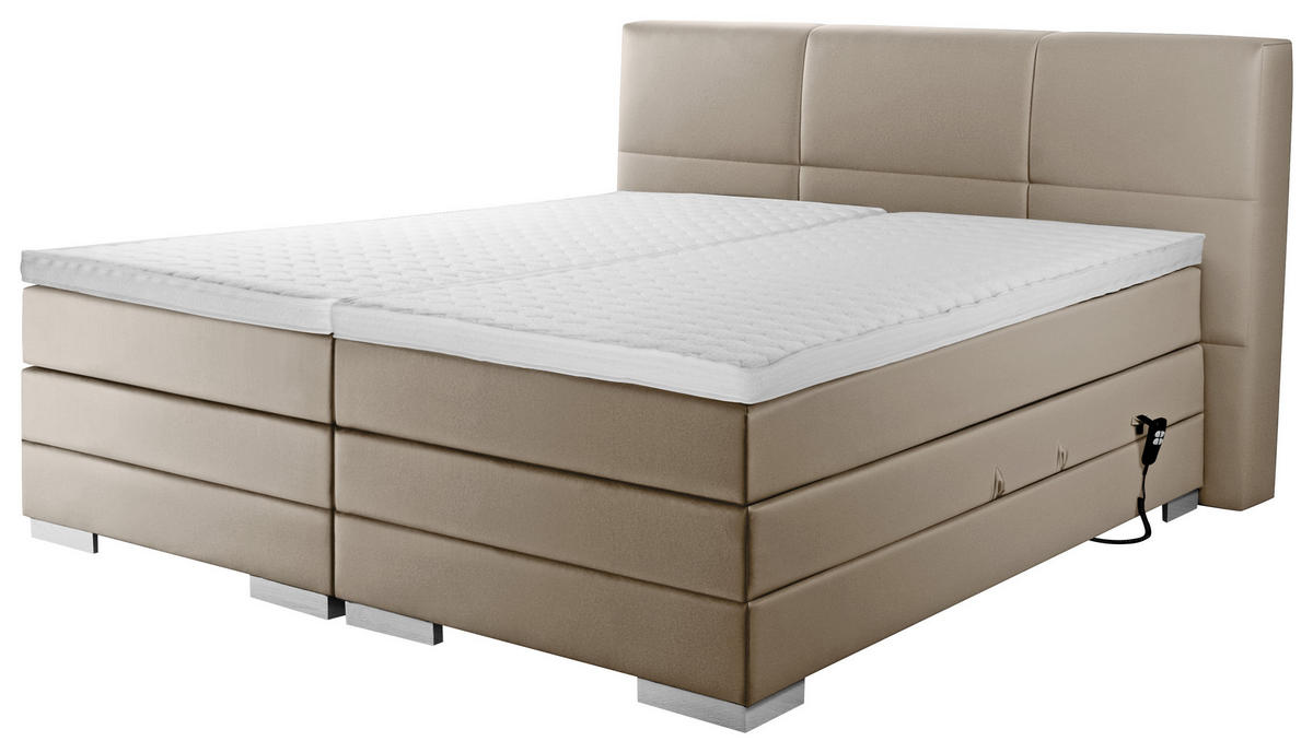 BOXSPRINGBETT 160/200 cm  in Schlammfarben  - Schlammfarben/Silberfarben, MODERN, Holzwerkstoff/Textil (160/200cm) - Livetastic