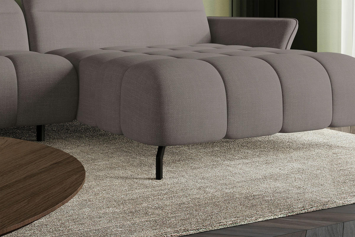 ECKSOFA Taupe Flachgewebe Rücken echt, Kopfteilverstellung, Sitztiefenverstellung  - Taupe/Schwarz, KONVENTIONELL, Textil/Metall (272/175cm) - Carryhome