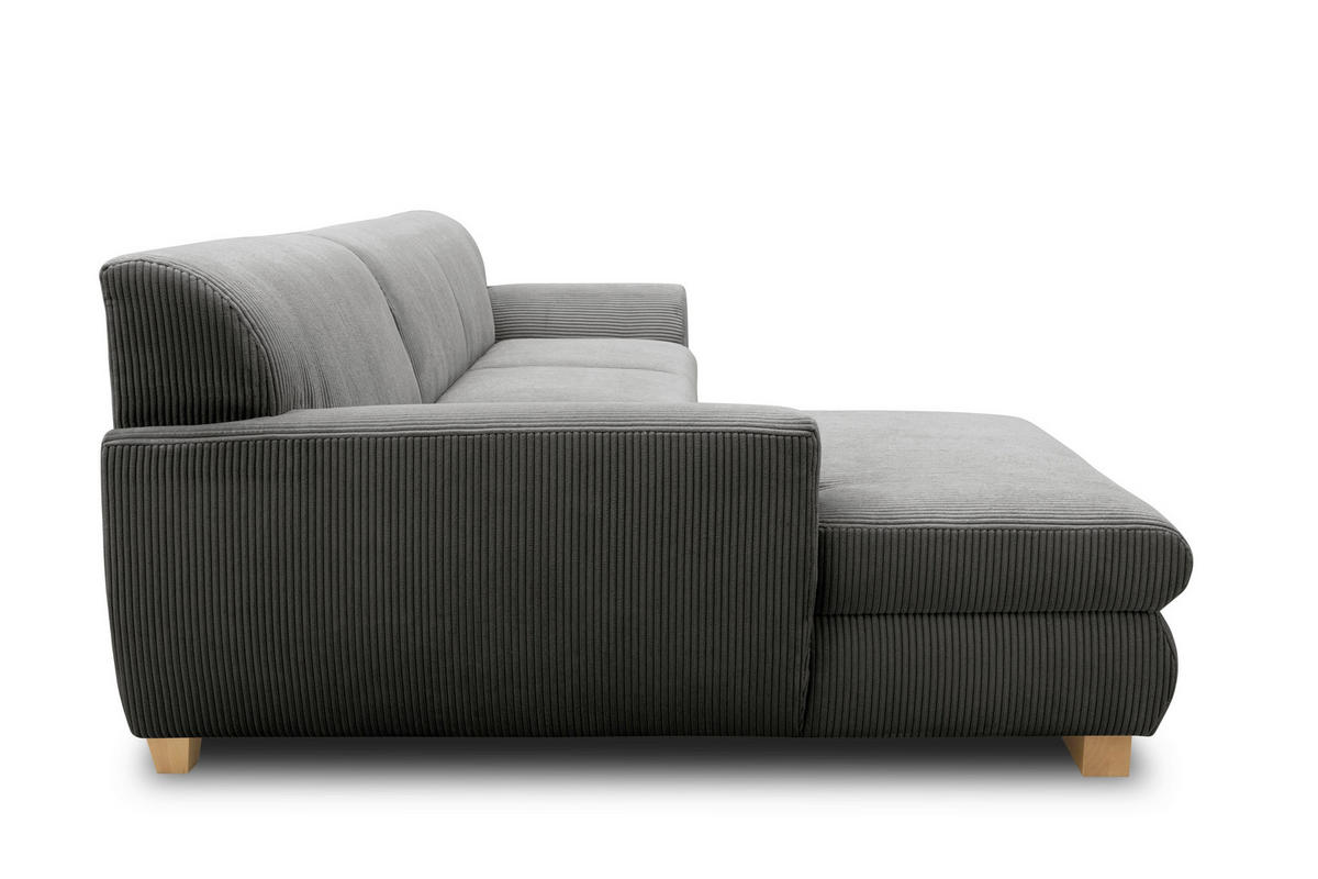 ECKSCHLAFSOFA NIKA Grau Webstoff  - Silberfarben/Grau, Basics, Holz/Textil (277/156cm) - MID.YOU