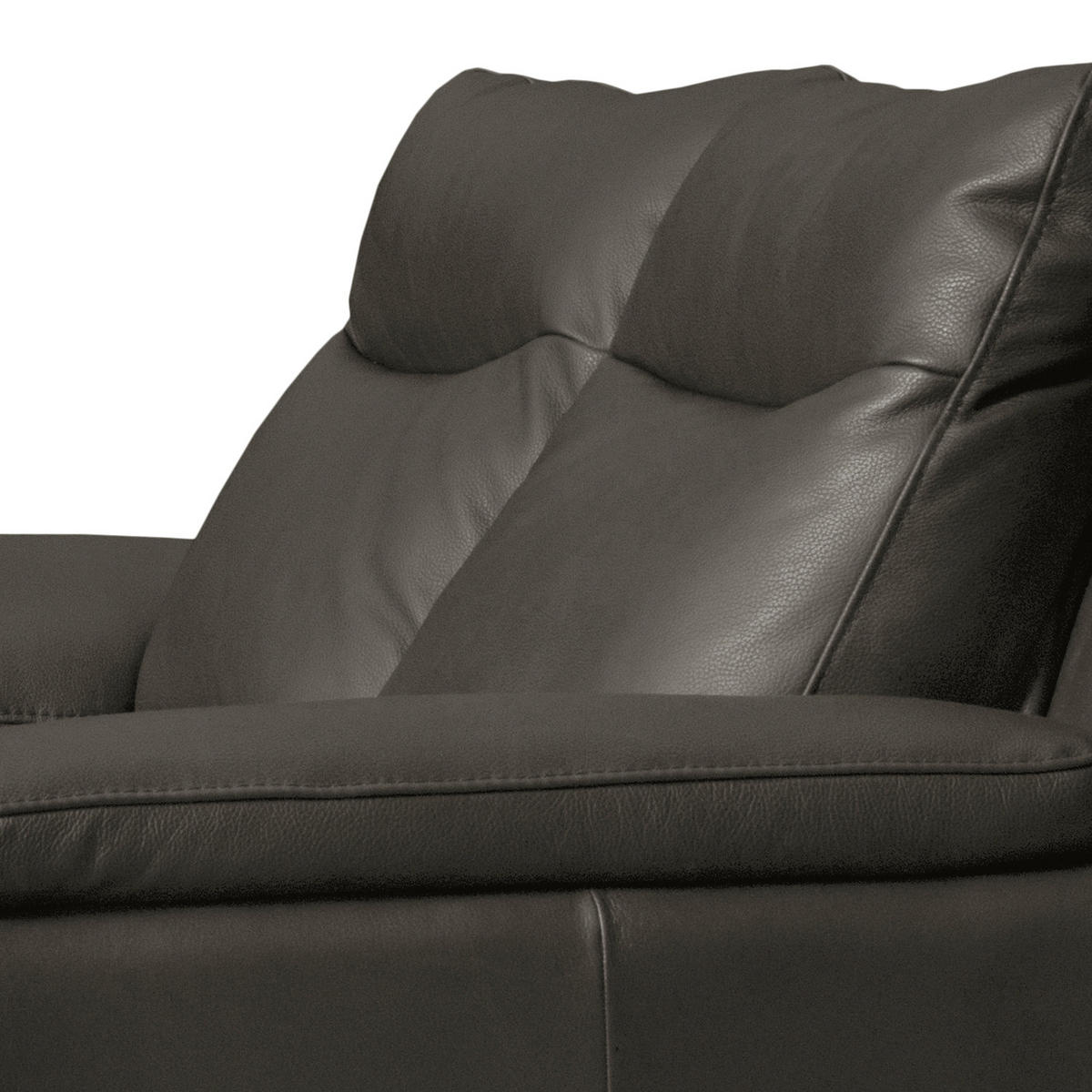 2,5-SITZER 216/95/96 cm PERLE in Echtleder Anthrazit   - Chromfarben/Anthrazit, Design, Leder/Metall (216/95/96cm) - Livetastic