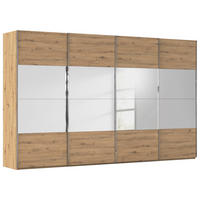 SCHWEBETÜRENSCHRANK 361/223/68 cm 4-türig Eiche Artisan  - Chromfarben/Eiche Artisan, Design, Glas/Holzwerkstoff (361/223/68cm) - Novel