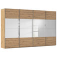 SCHWEBETÜRENSCHRANK  in Eiche Artisan  - Chromfarben/Eiche Artisan, Design, Glas/Holzwerkstoff (361/223/68cm) - Novel