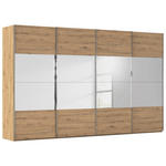 SCHWEBETÜRENSCHRANK  in Eiche Artisan  - Chromfarben/Eiche Artisan, Design, Glas/Holzwerkstoff (361/223/68cm) - Novel