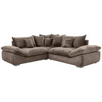 ECKSOFA in Velours Braun  - Chromfarben/Braun, Konventionell, Kunststoff/Textil (247/247cm) - Carryhome