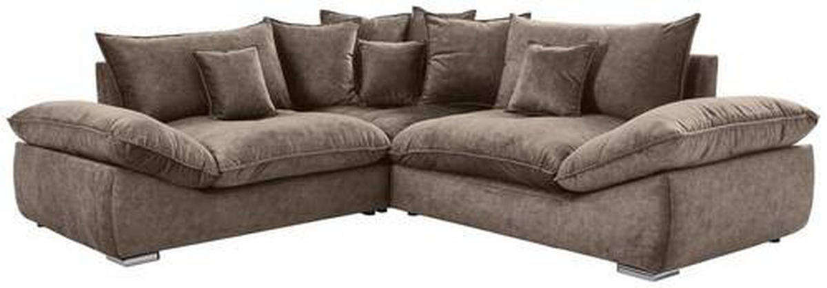 ECKSOFA in Velours Braun  - Chromfarben/Braun, Konventionell, Kunststoff/Textil (247/247cm) - Carryhome